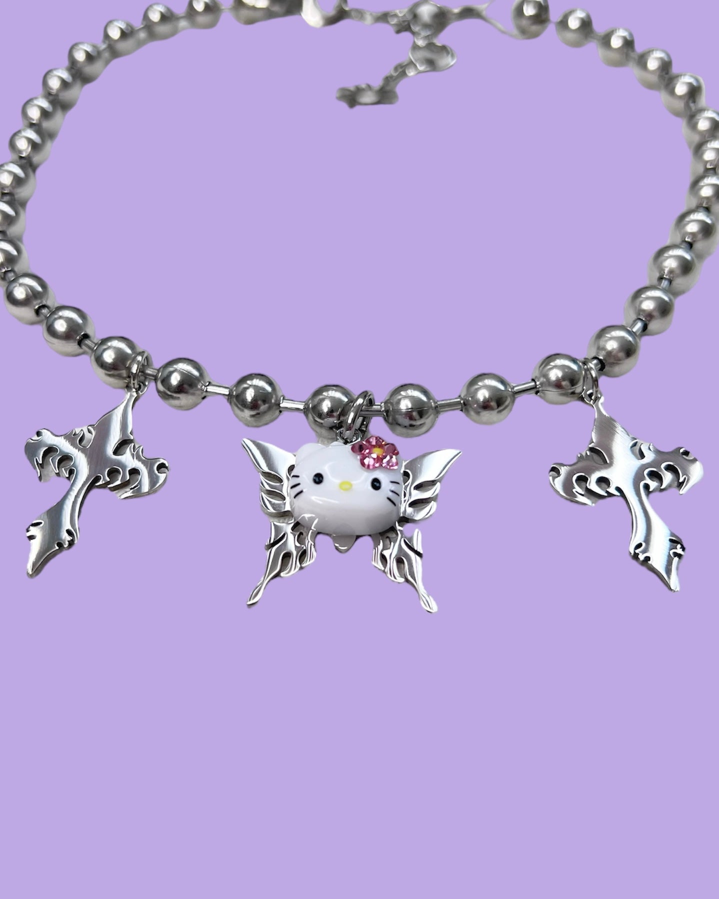 Hello Kitty Butterfly Cross Necklace