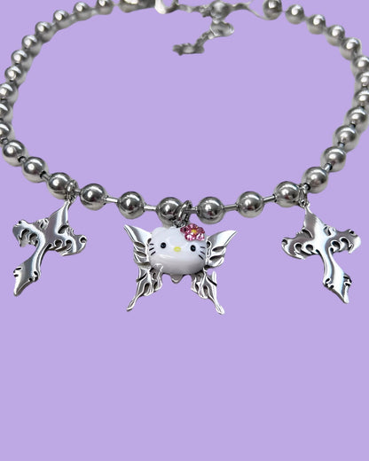 Hello Kitty Butterfly Cross Necklace